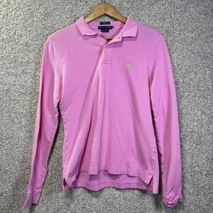 Ralph Lauren Polo Shirt Womens XL Pink The Skinny Polo Long Sleeve Logo Cotton